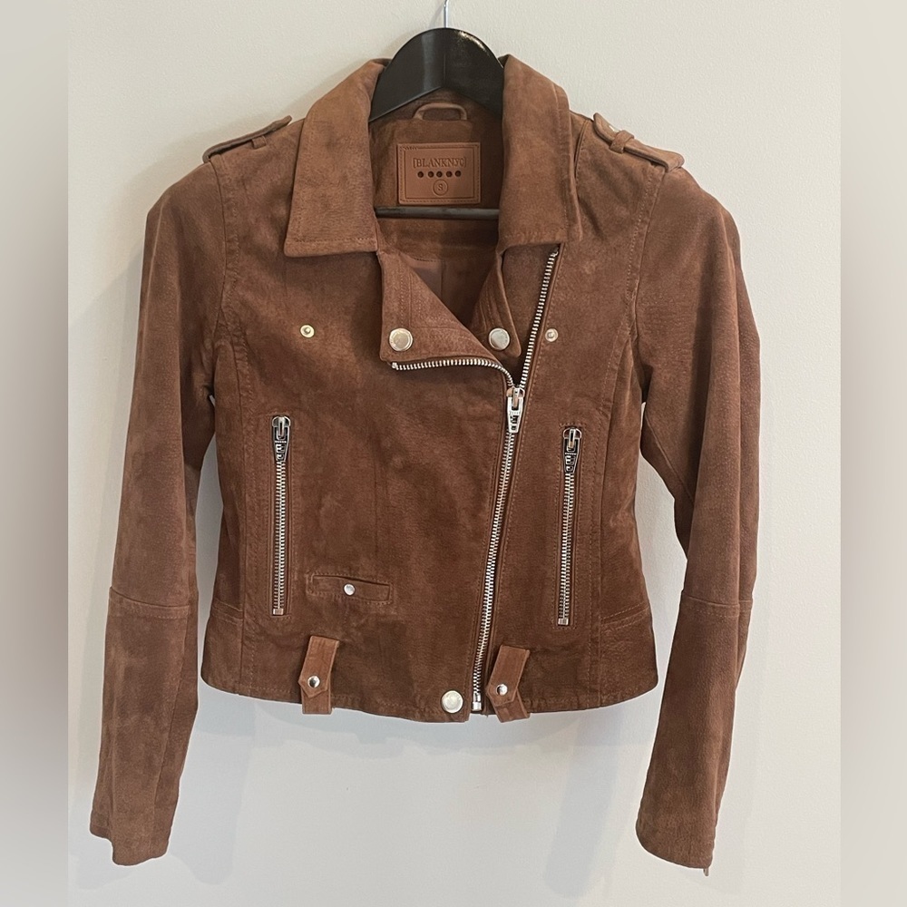 BLANK NYC Denim Suede Moto Jacket
